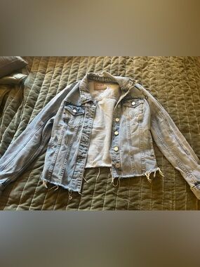 Blank NYC Light Blue Distressed Denim Jacket